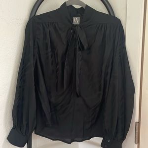 Worthington black long-sleeve satin blouse